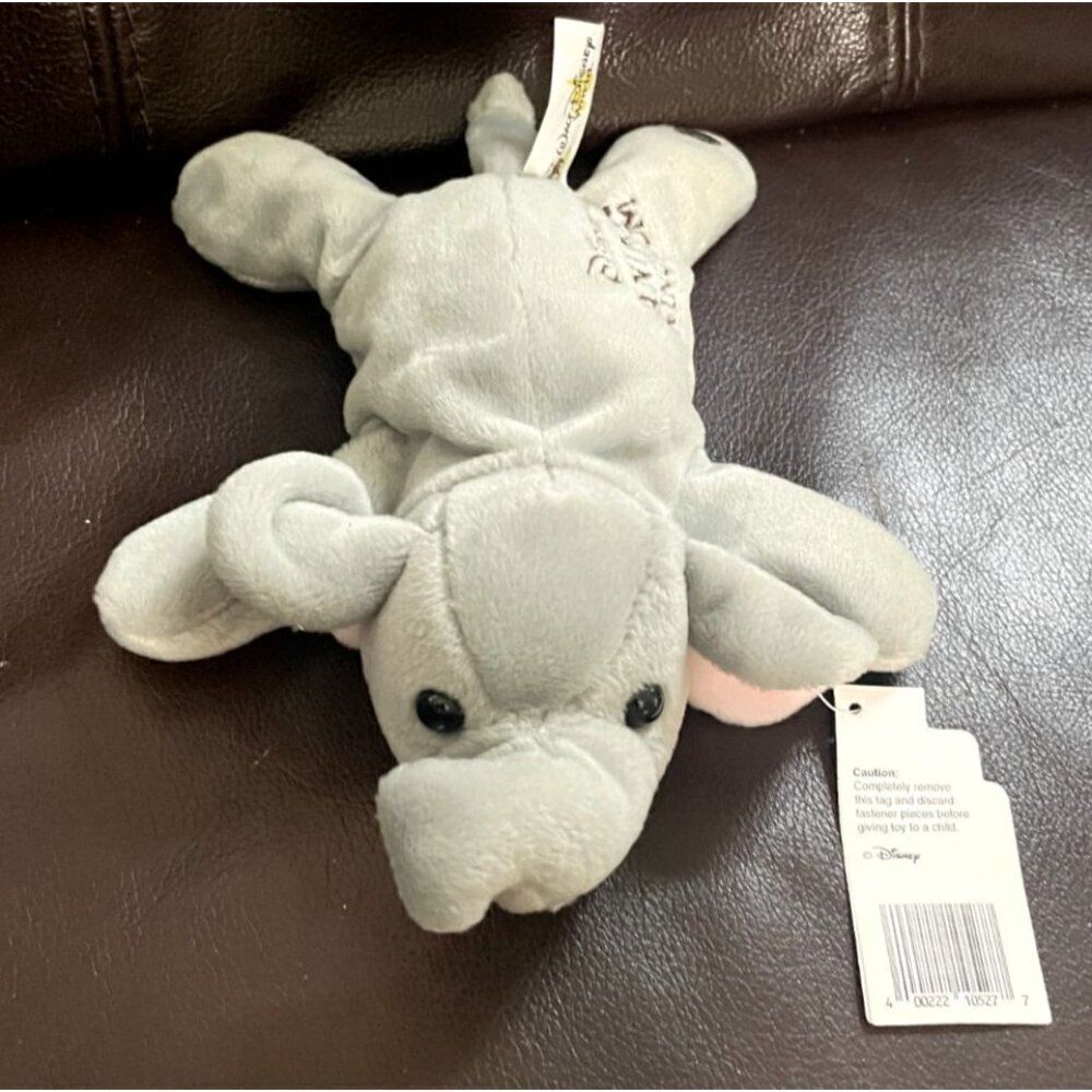 VINTAGE DISNEY ANIMAL KINGDOM ELEPHANT MINI BEAN BAG PLUSH TOY DOLL 10" NEW - Picture 2 of 10